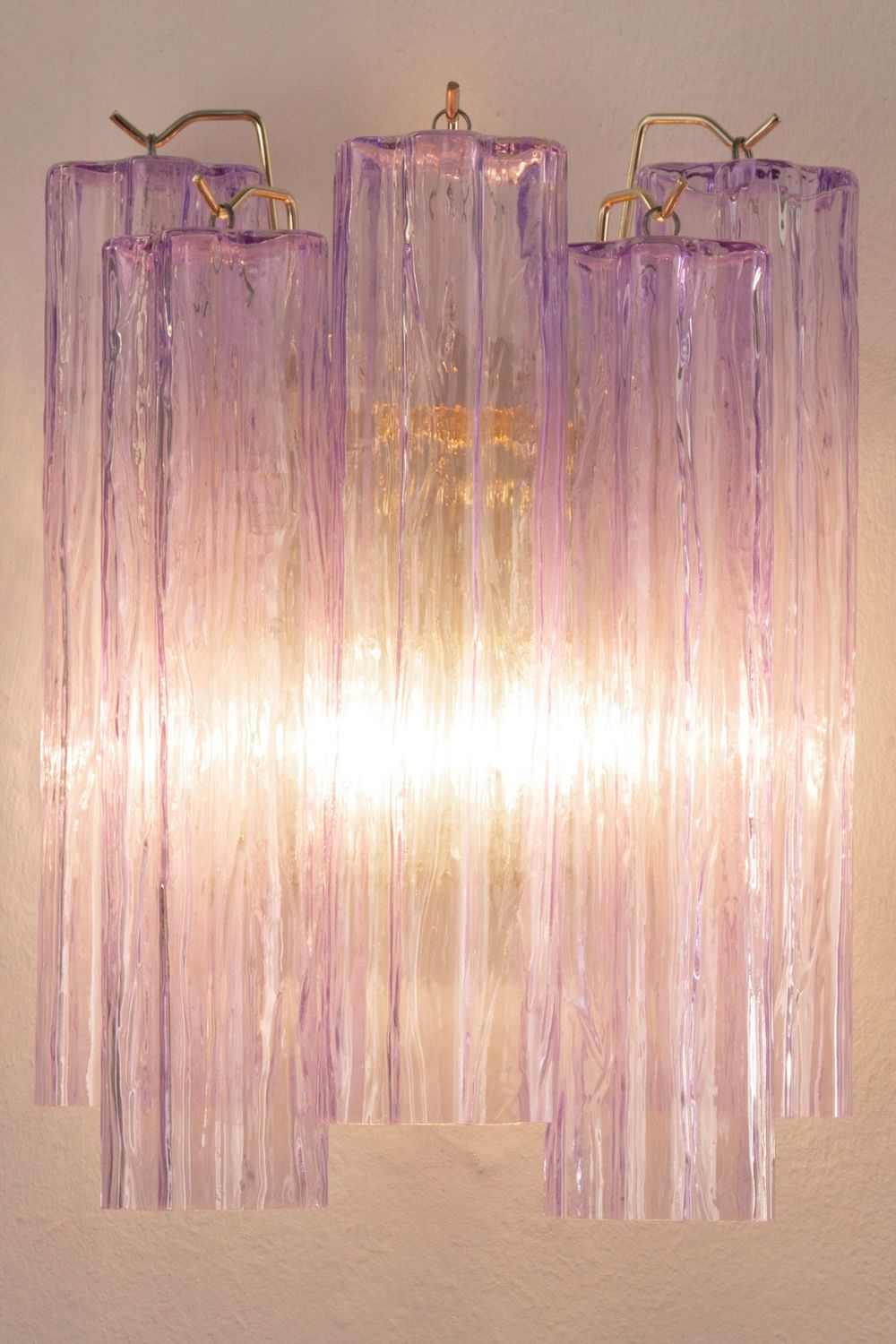 Handcrafted Murano Violet Glass Wall Lamp