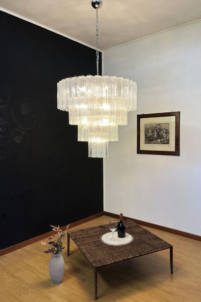 Murano clear glass tiered chandelier, 78 lamps