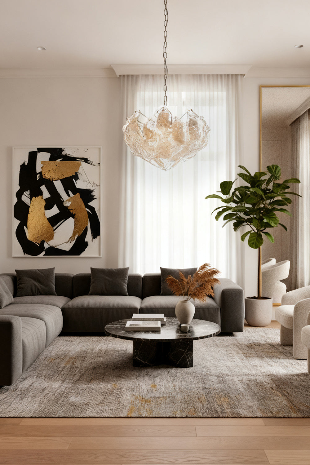 Murano Curved Leaves Chandelier