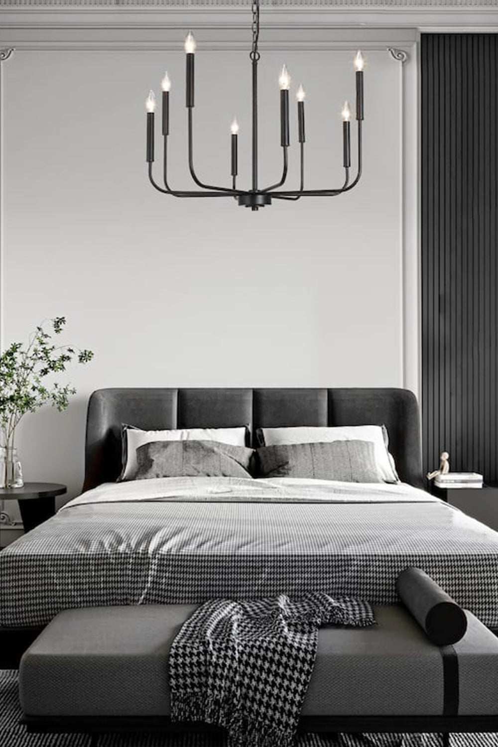 Black Iron Classic Candle Chandelier