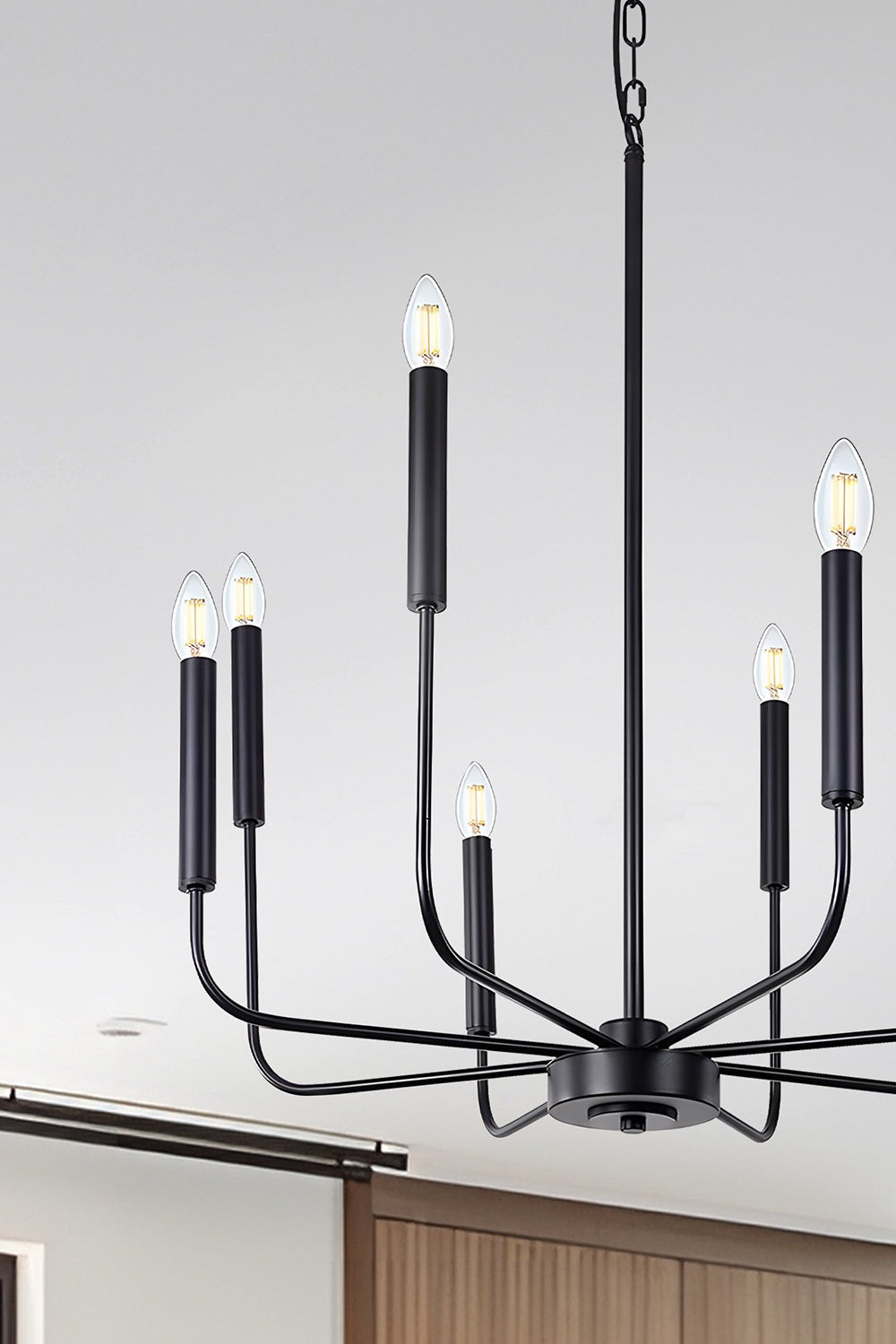 Black Iron Classic Candle Chandelier