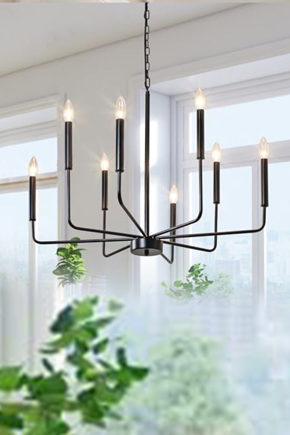 Black Iron Classic Candle Chandelier