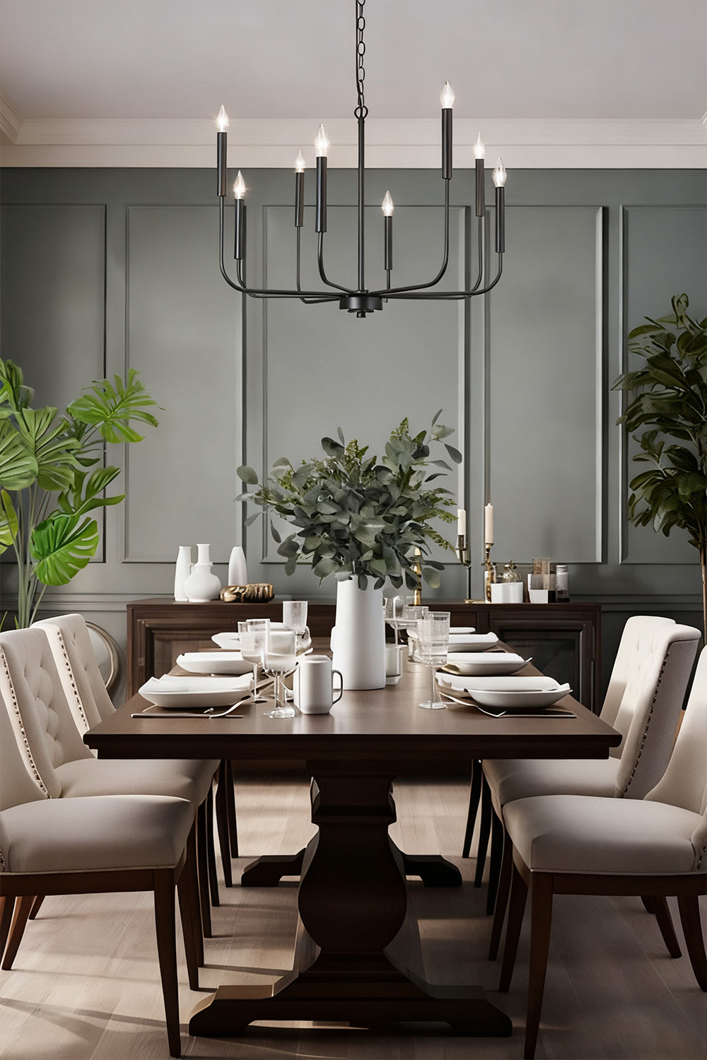 Black Iron Classic Candle Chandelier