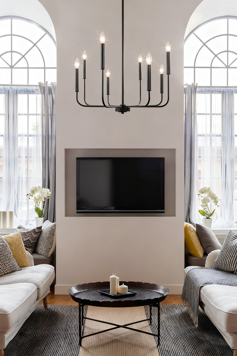 Black Iron Classic Candle Chandelier