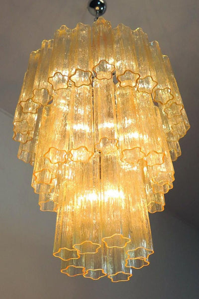 Three-Tier Yellow  Glass Murano Chandelier