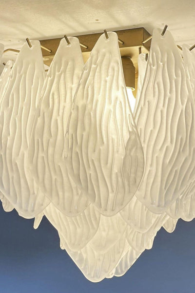 Vintage Murano Frosted Glass Leaf Ceiling Light