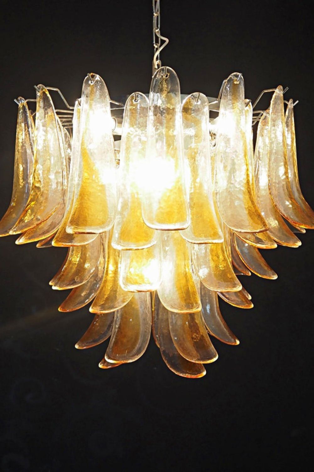 Mazzega Amber Glass Petal Chandelier