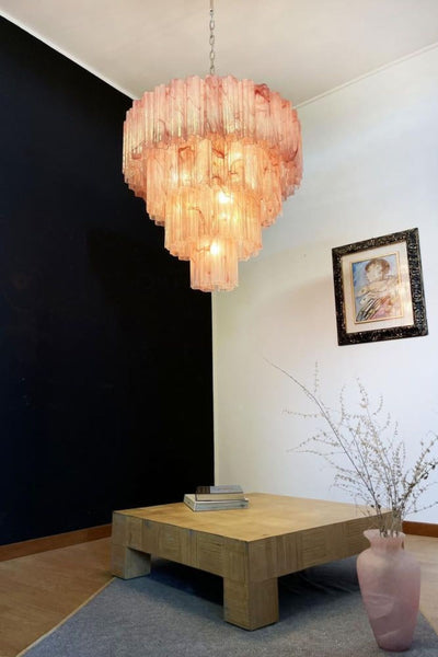 murano red cloud glass multi-layer chandelier, 1990