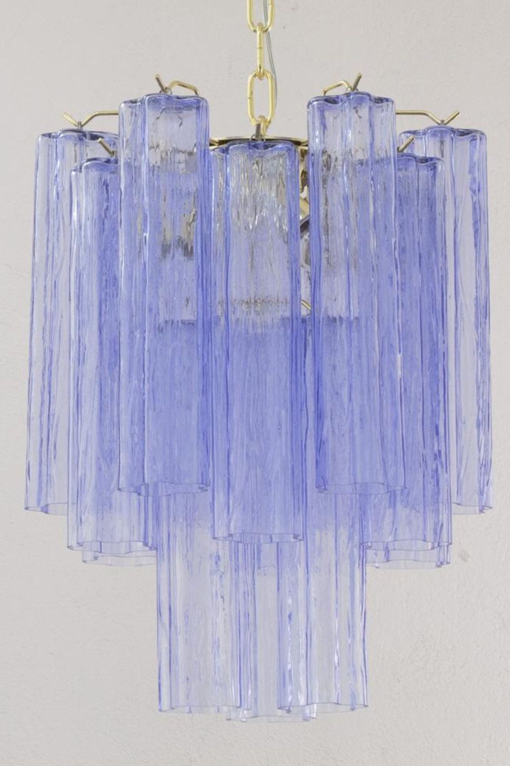 Vintage Murano Blue-Purple Glass Tube Chandelier