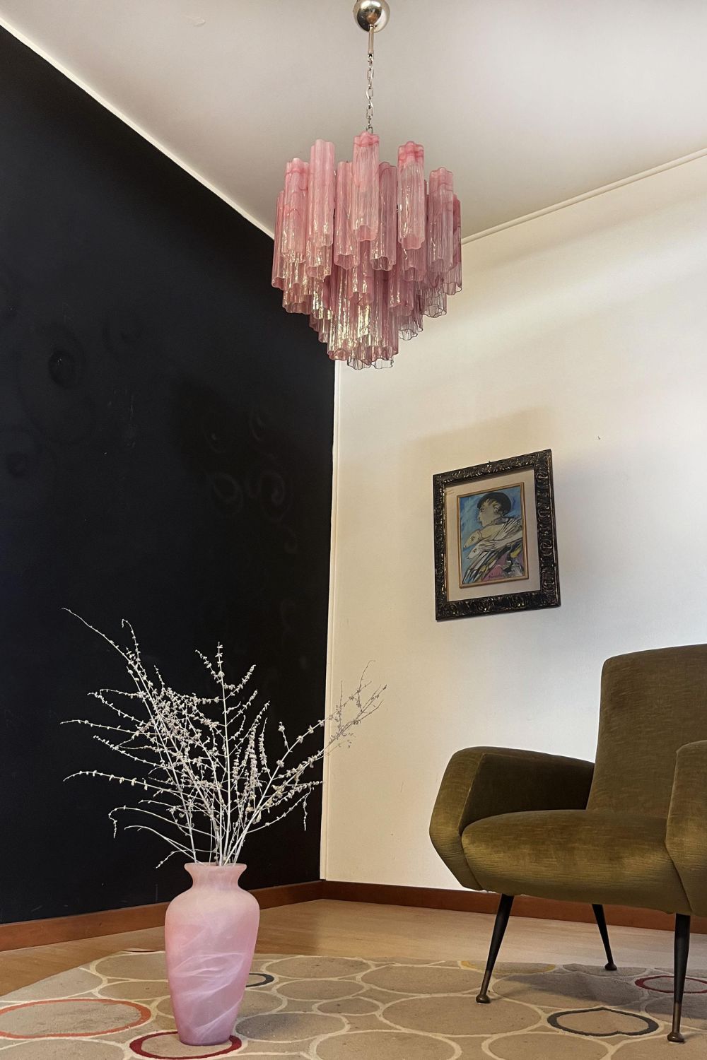 Pink Murano Glass Tree Branch Chandelier