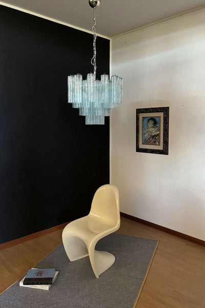 1990s Murano blue glass tube chandelier