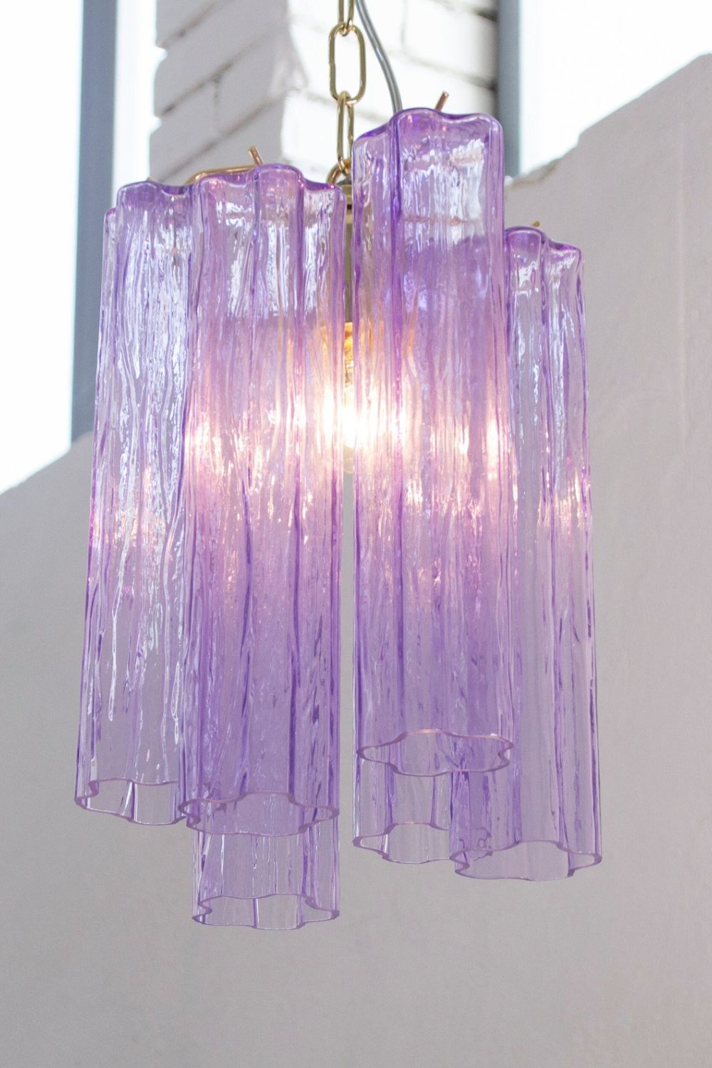 Italian Murano Style Purple Tronchi Chandelier