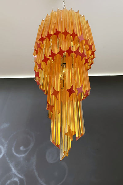 Amber Murano Glass Prism Spiral Chandelier