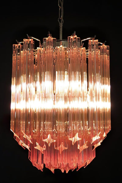 Murano Pink Quadriedri Glass Chandelier