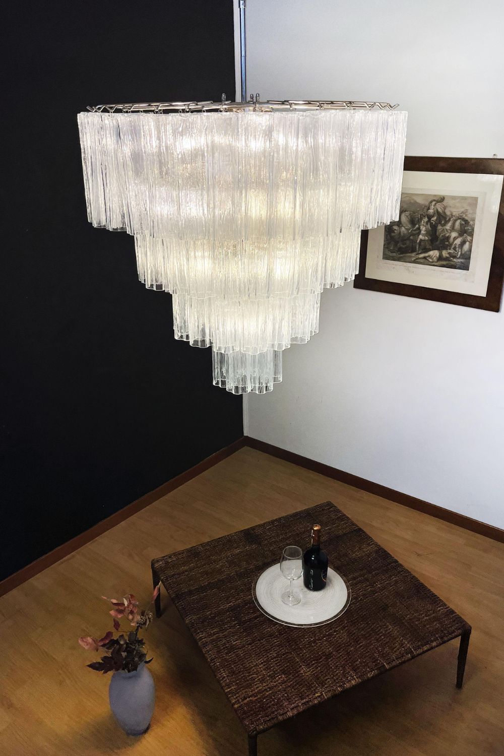 Murano clear glass tiered chandelier, 78 lamps