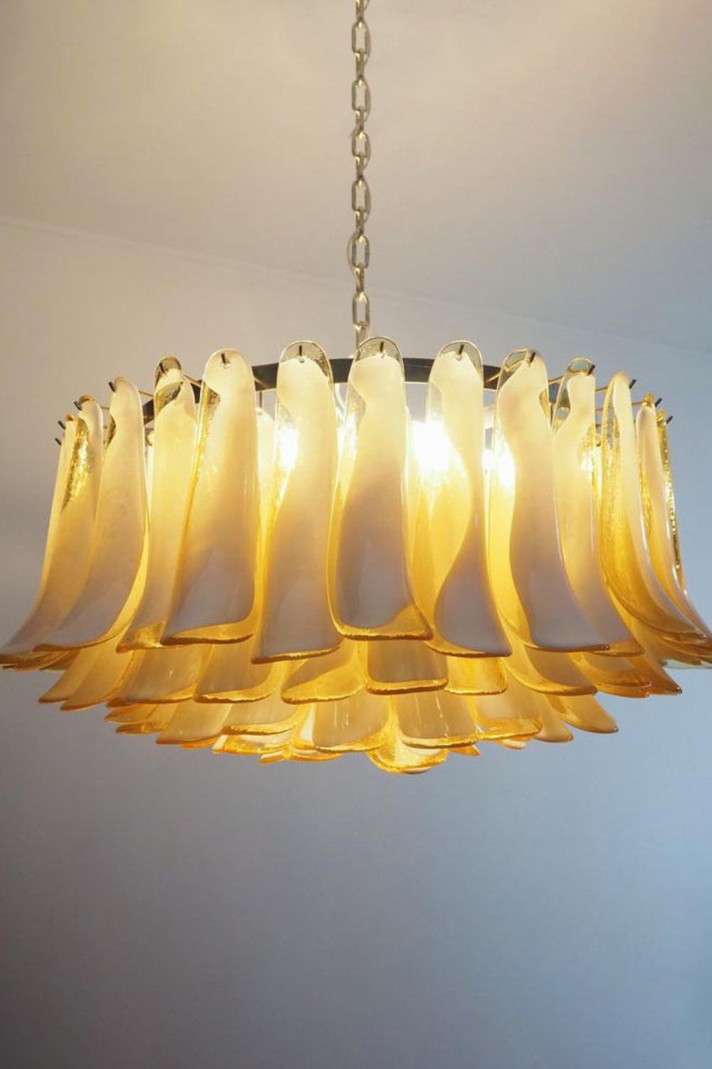 Amber Murano Glass Petal Chandelier