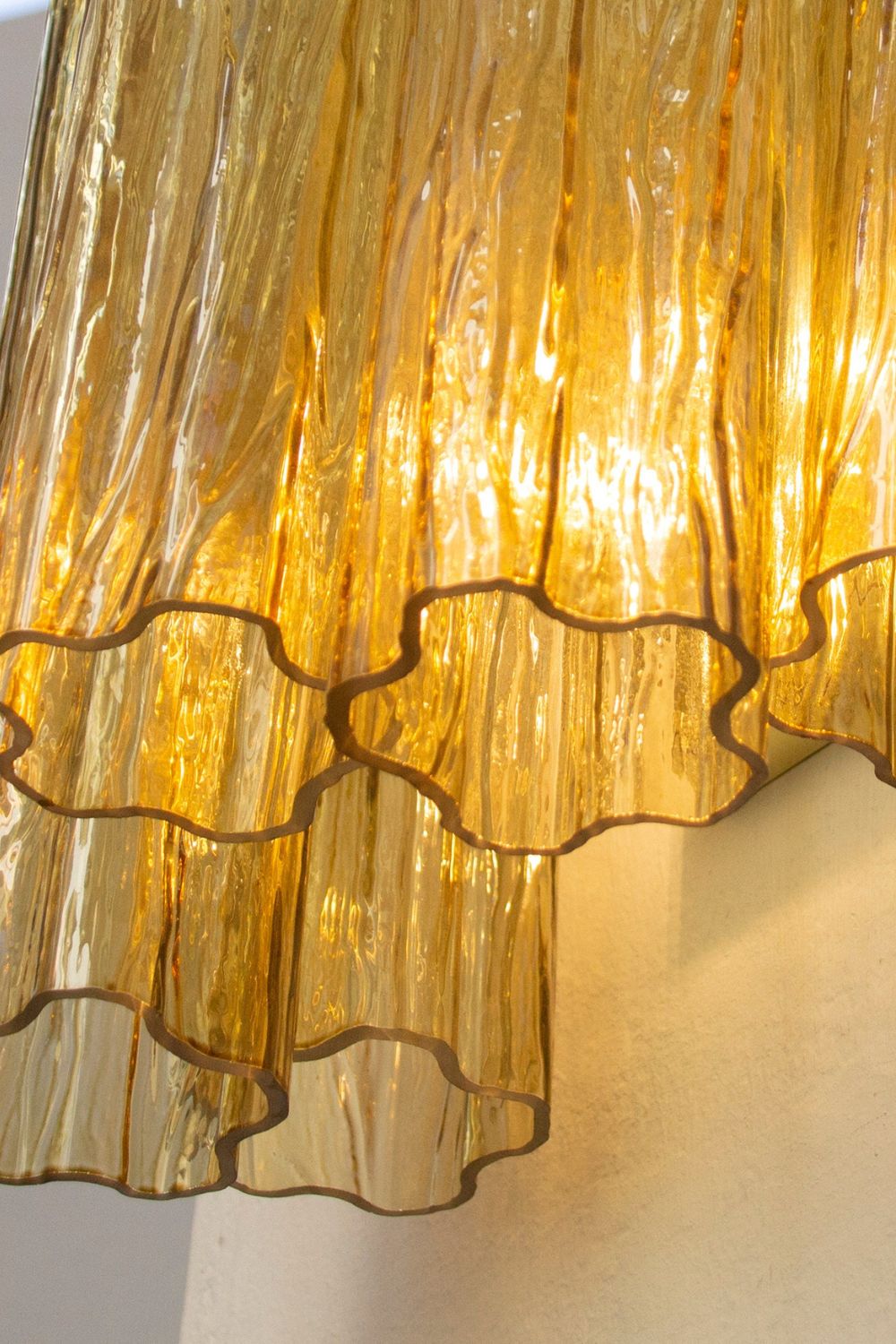 Italian Murano amber glass tube wall lamp