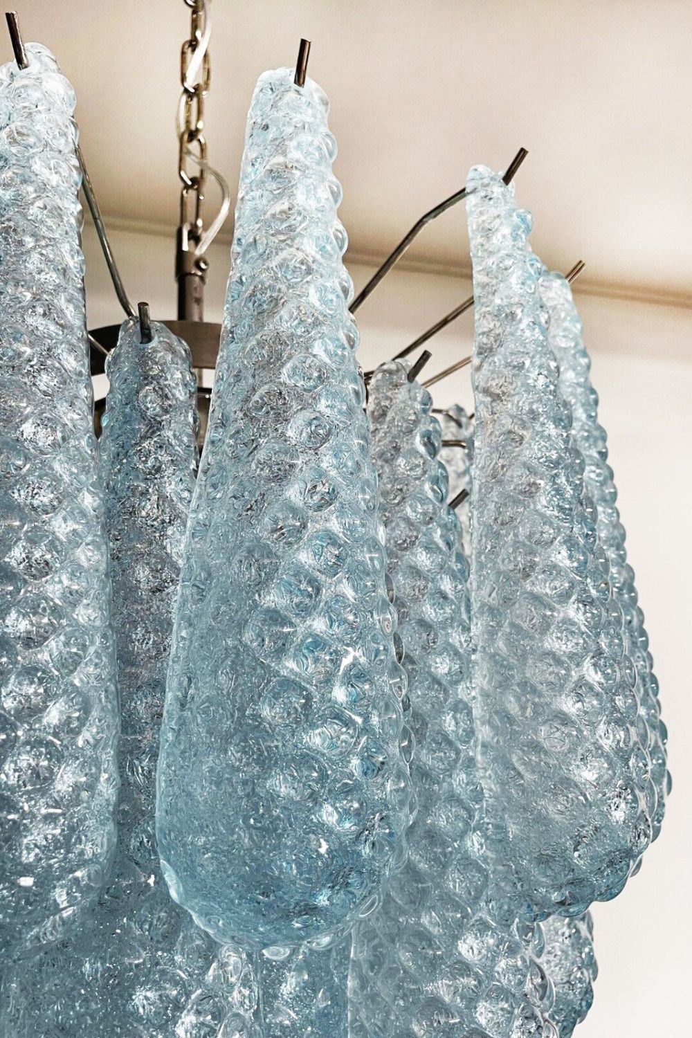 Vintage Italian Blue Murano Teardrop Chandelier