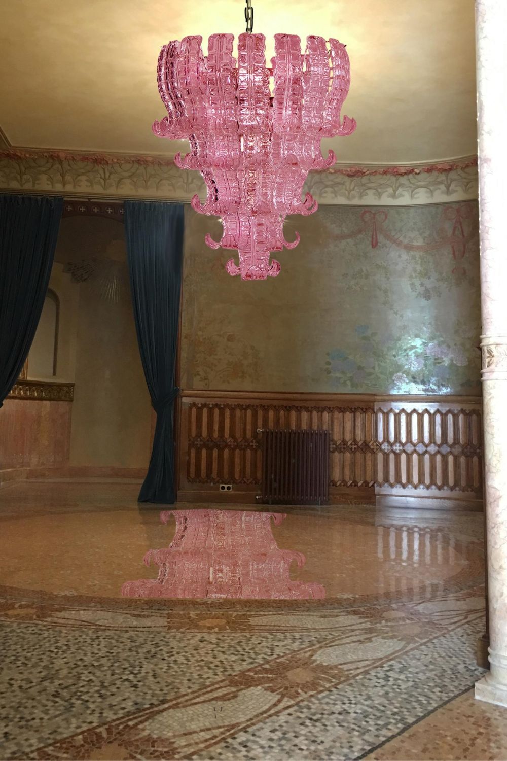 Murano pink glass Felci chandelier