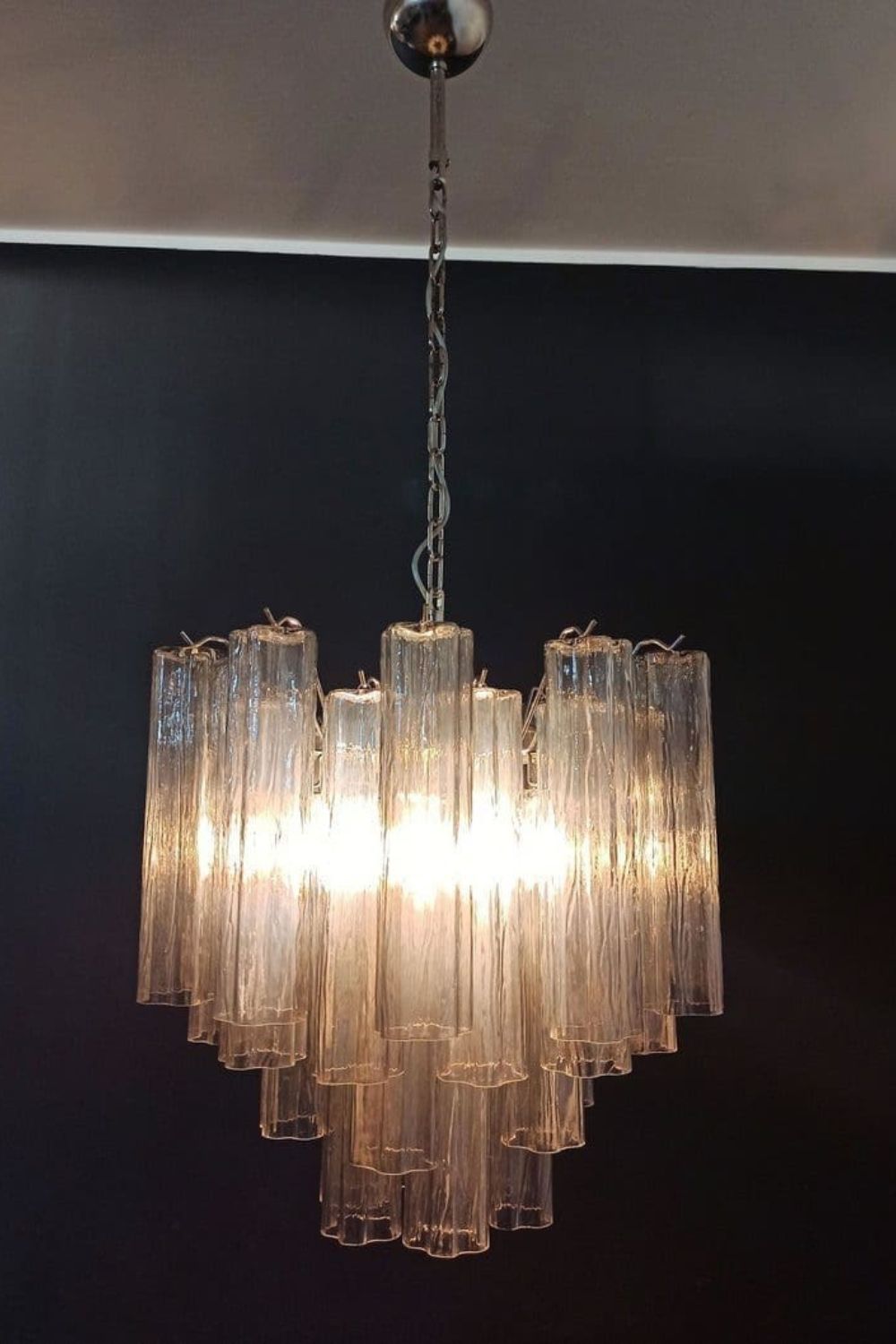 Smoked Murano Glass 36-Tube Chandelier