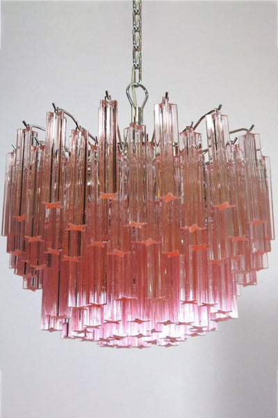 Venetian Pink Crystal Tube Murano Chandelier