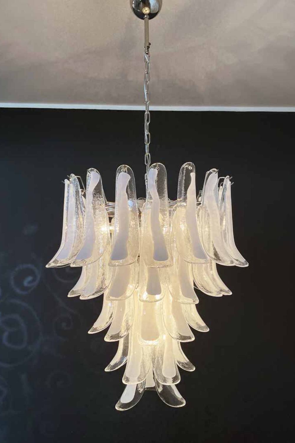 Clear Murano Glass Petal Chandelier