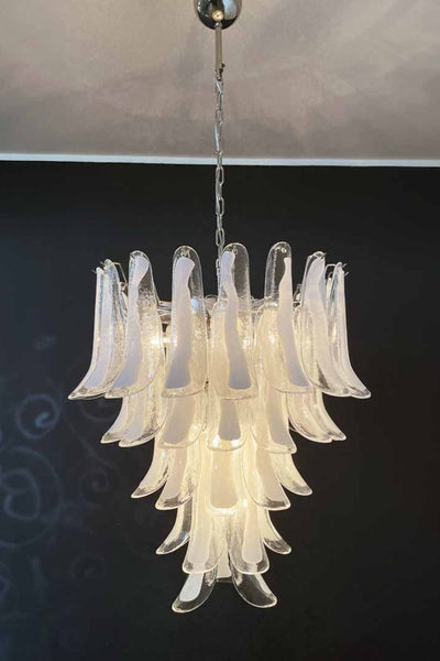 Clear Murano Glass Petal Chandelier