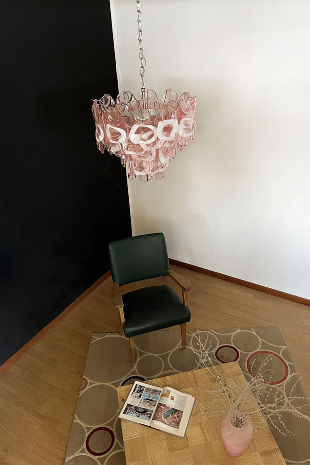 Pink Shell-Shaped Glass Chandelier