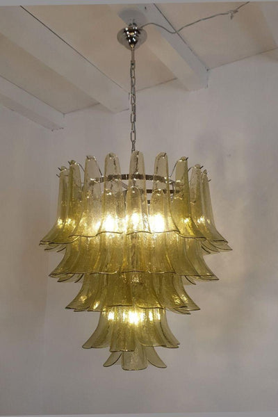 1970s Green Murano Glass Petal Chandelier