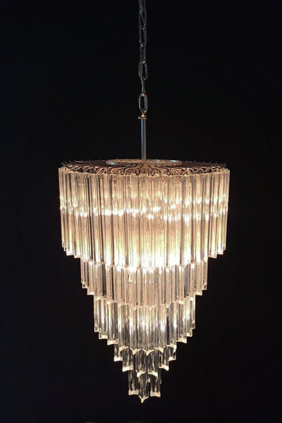 Transparent Murano Glass Prism Tiered Chandelier