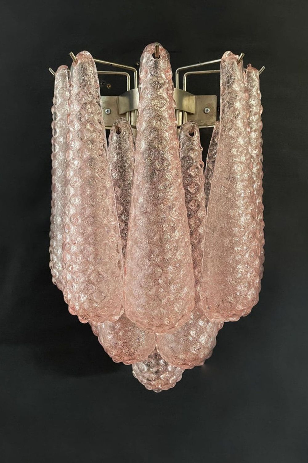 1970s Pink Murano Glass Petal Wall Lamp