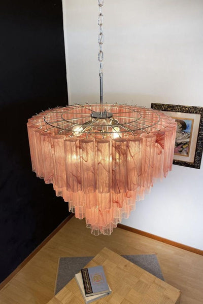 murano red cloud glass multi-layer chandelier, 1990