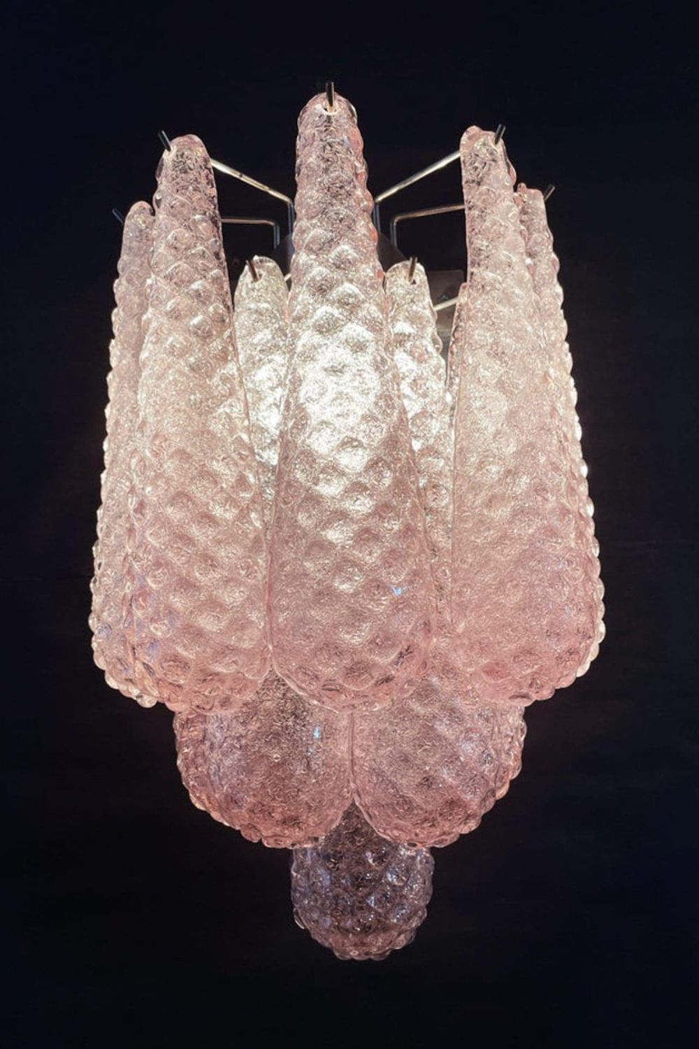 1970s Pink Murano Glass Petal Wall Lamp