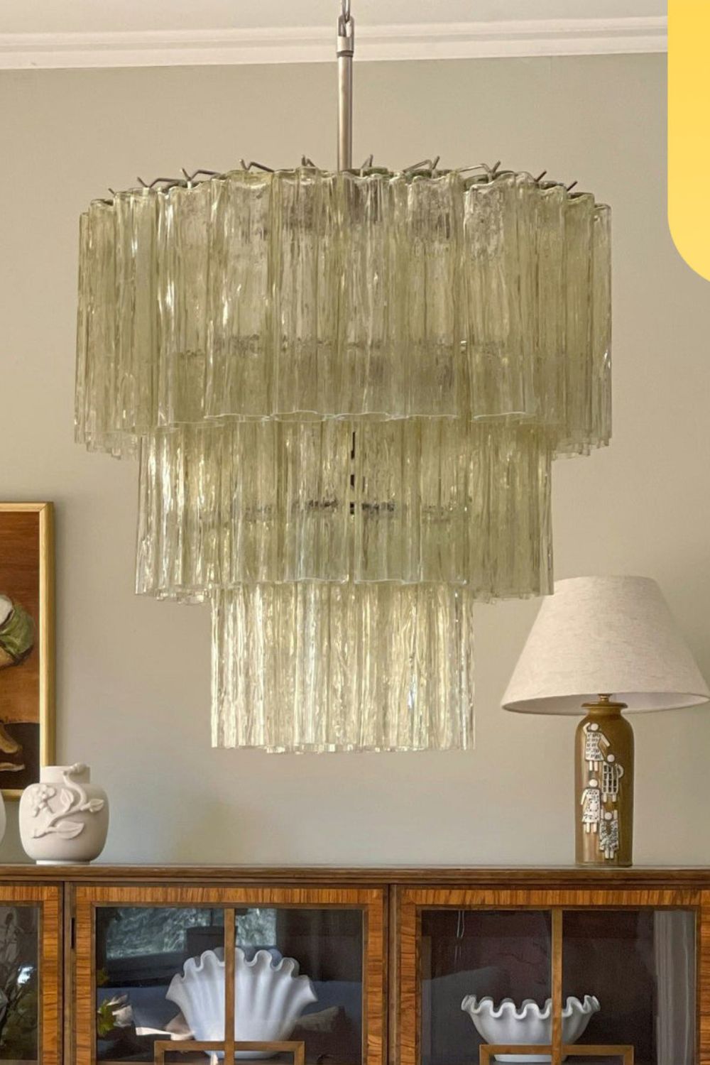 Amber Honey Murano Glass Tube Chandelier