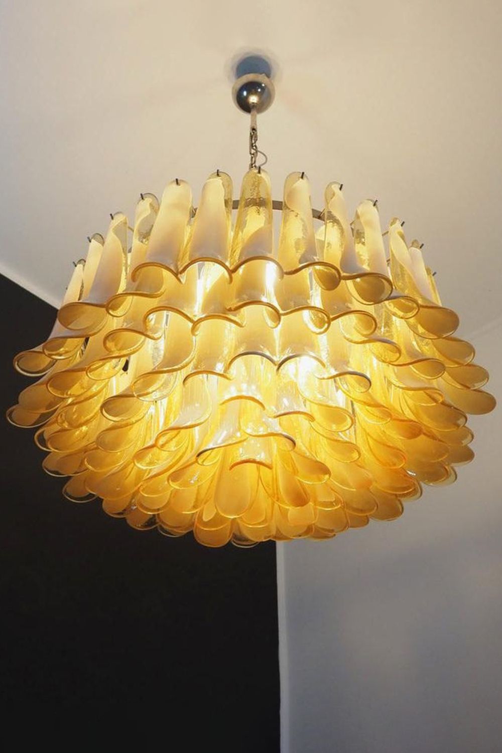 Amber Murano Glass Petal Chandelier