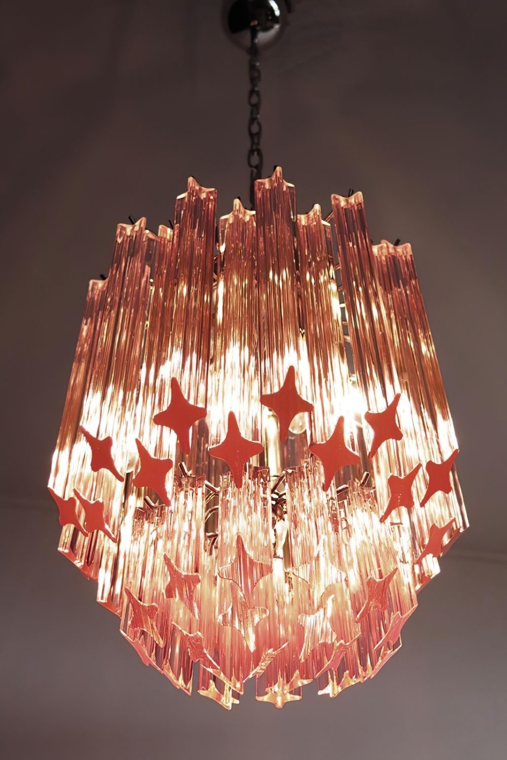 Murano Pink Quadriedri Glass Chandelier