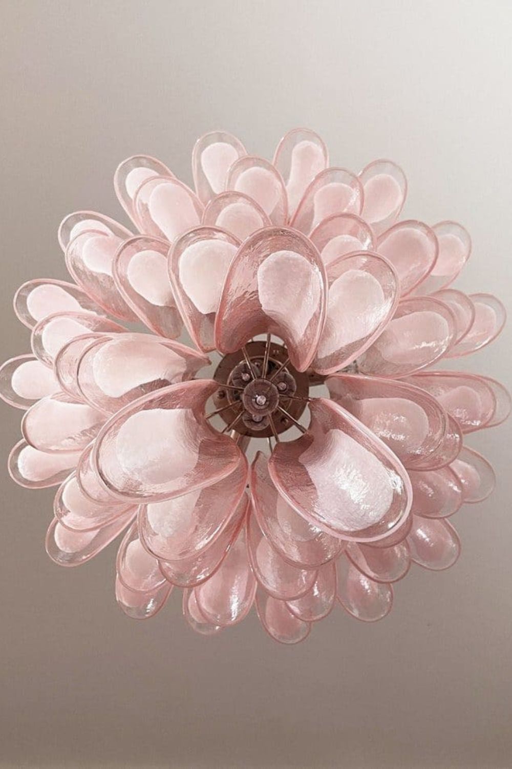 Murano Blush Pink Glass Petal Chandelier