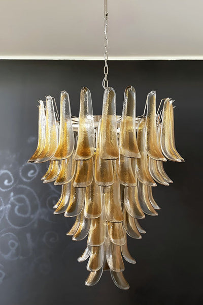 Amber Murano Glass Petal Cascade Chandelier