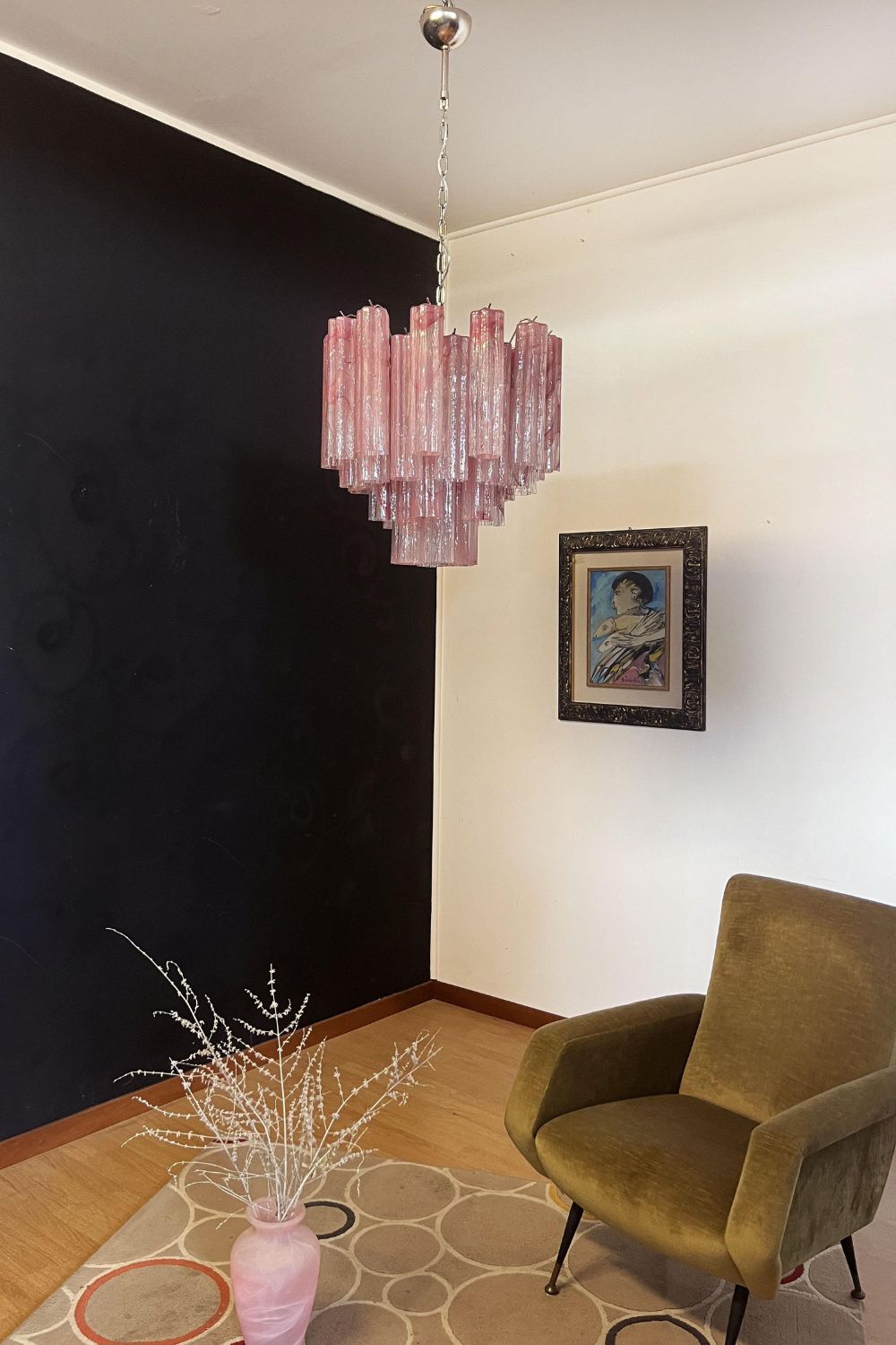 Pink Murano Glass Tree Branch Chandelier