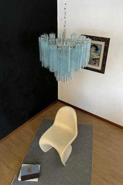 1990s Murano blue glass tube chandelier