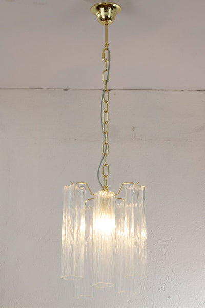 Clear Glass Tronchi Suspension Lamp, 1990s