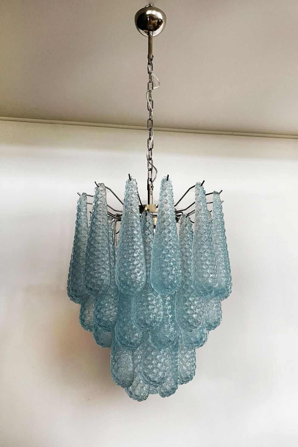 Vintage Italian Blue Murano Teardrop Chandelier