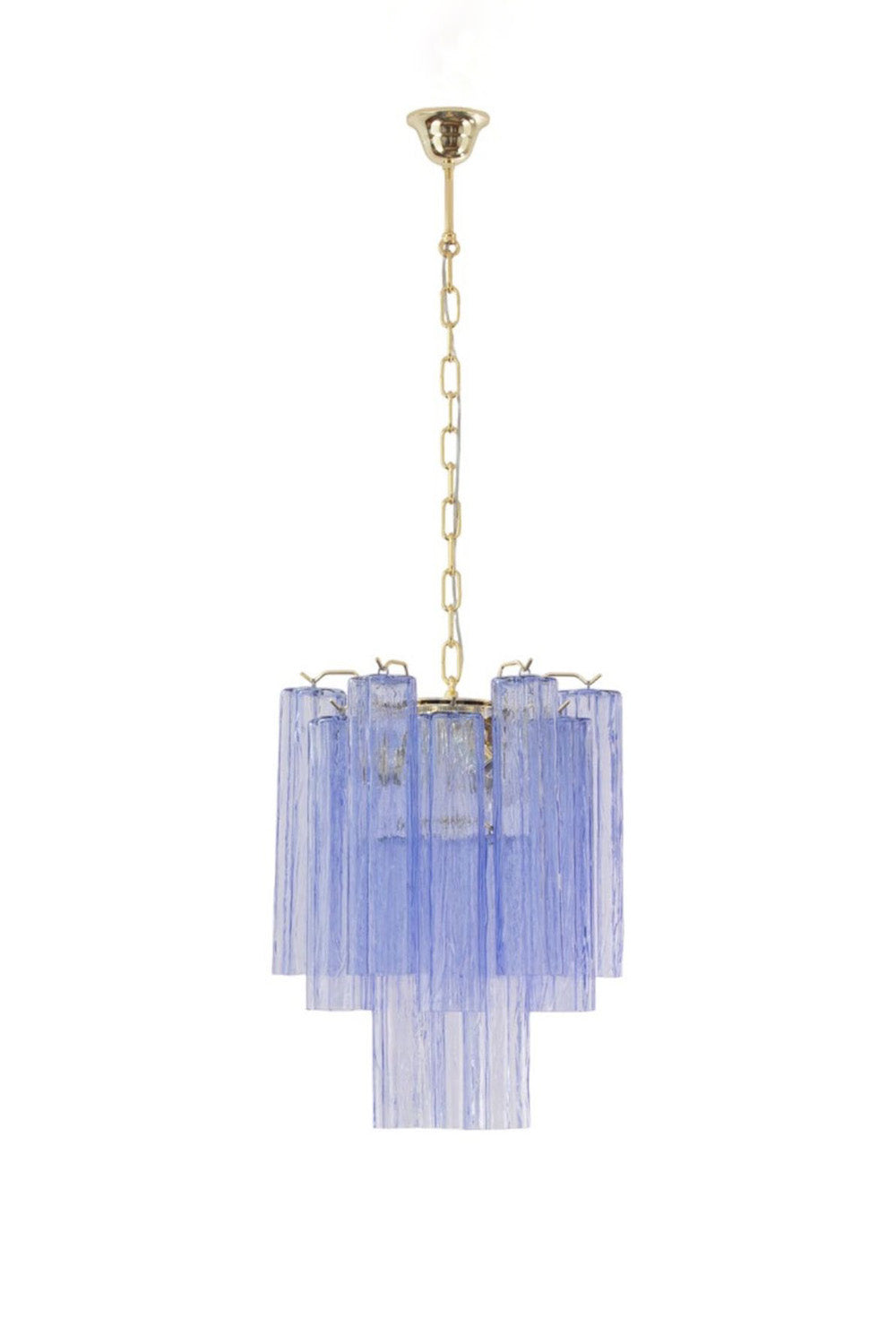 Vintage Murano Blue-Purple Glass Tube Chandelier