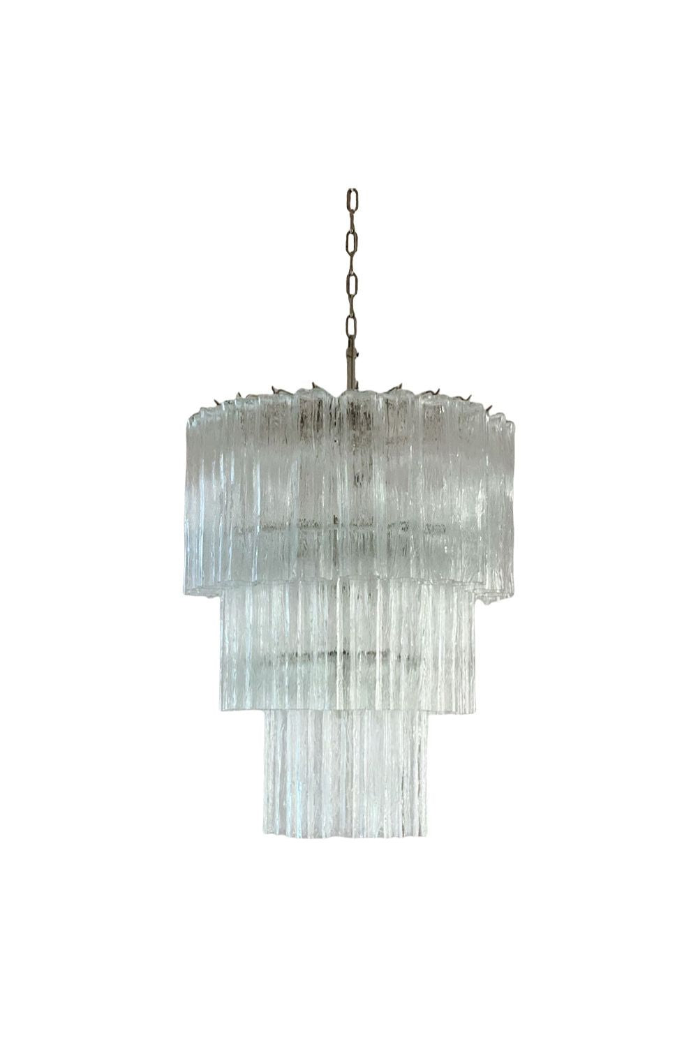 52-Tube Clear Murano Glass Chandelier