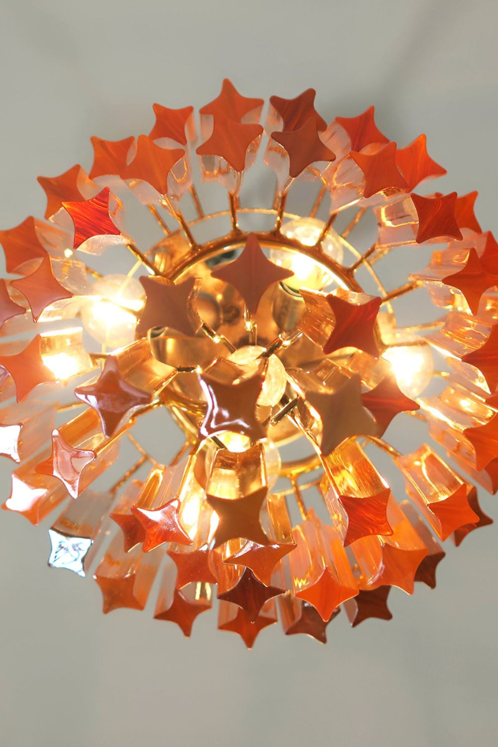 Amber Murano Glass Prism Spiral Chandelier