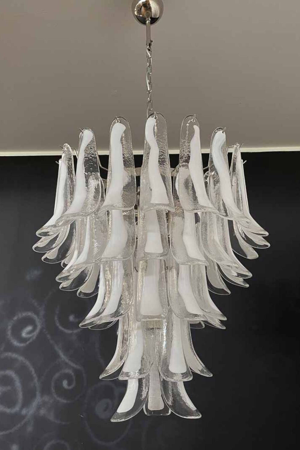 Clear Murano Glass Petal Chandelier