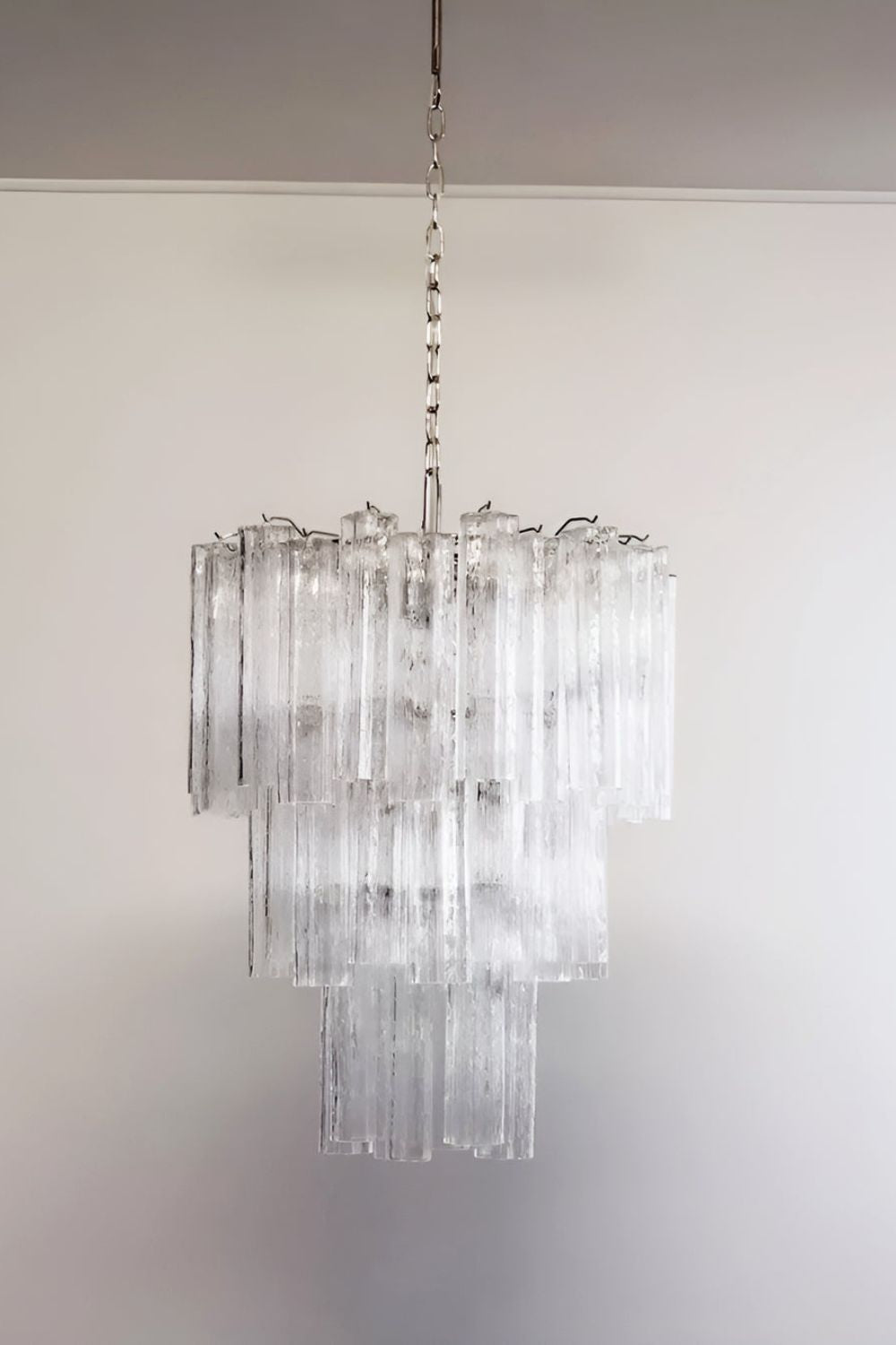 Murano Venetian Clear Glass Tube Chandelier