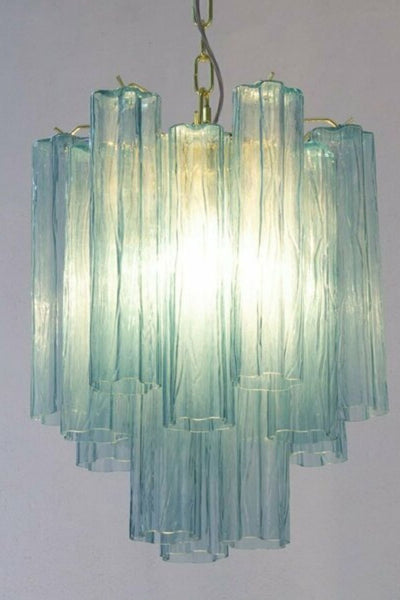 Retro Suspension Lamp with Blue Murano Glass Tubes