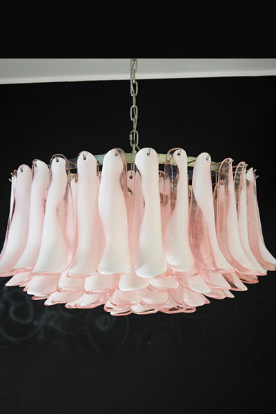 1990s Italian Murano Pink Flower Chandelier