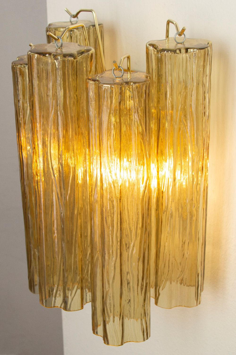 Italian Murano amber glass tube wall lamp